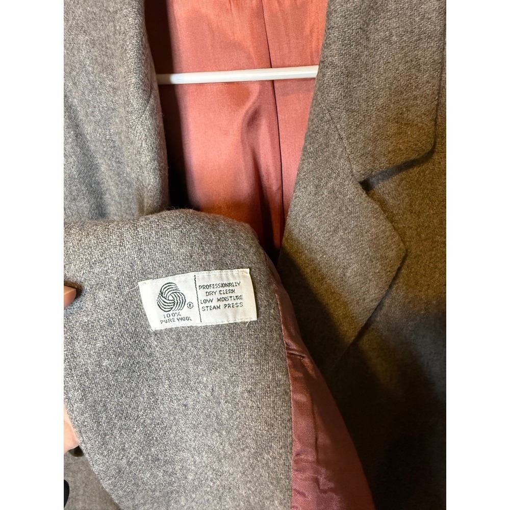 Vintage Savannah Gray Wool Blazer Size 14 Gold Button Career Coat - Picture 3 of 4